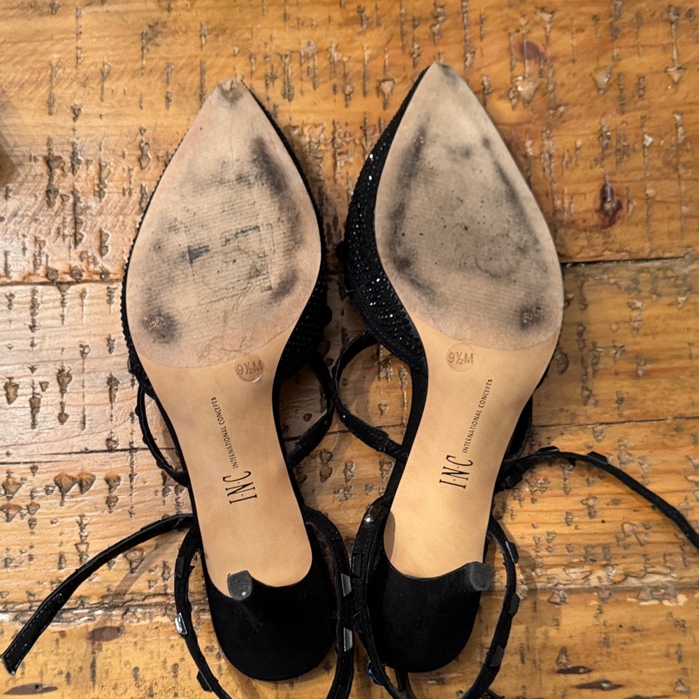 INC Elegant Black Studded Kitten Heels 9.5 - Picture 2 of 6
